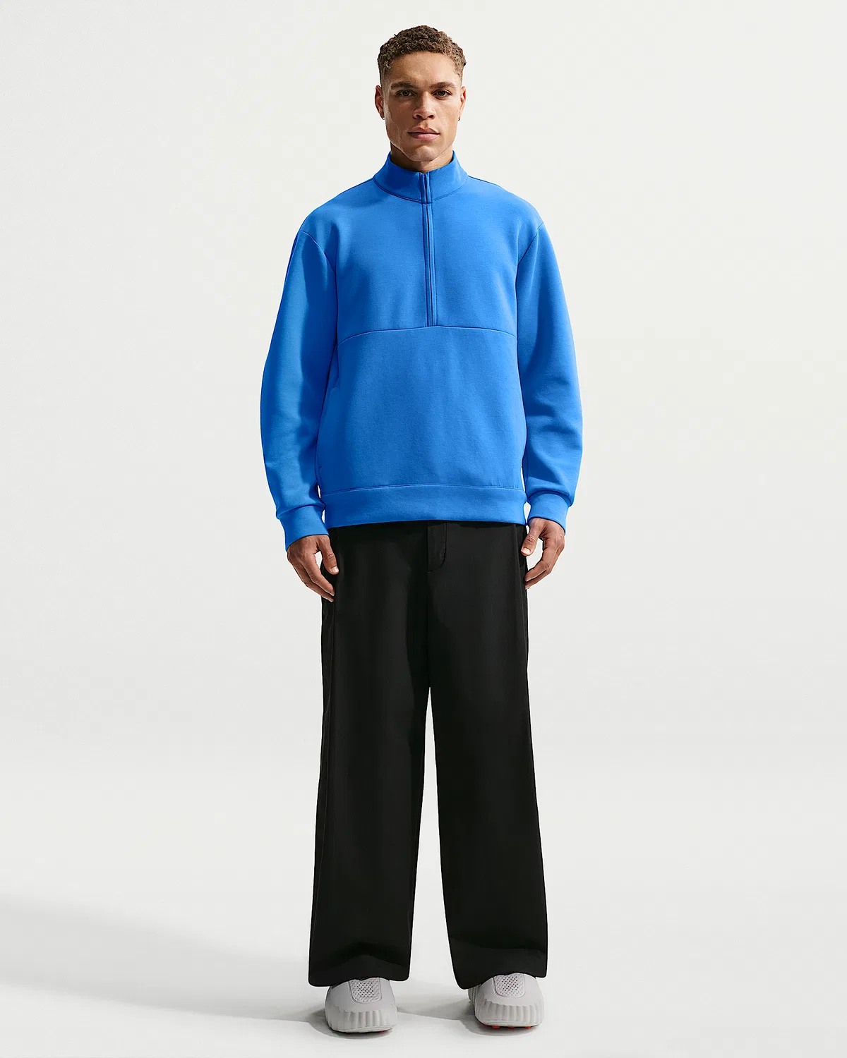 Мужская футболка с половинной молнией Nike 24.7 ImpossiblySoft Dri-FIT, Light Photo Blue/Black/Blue Spark — фото 4
