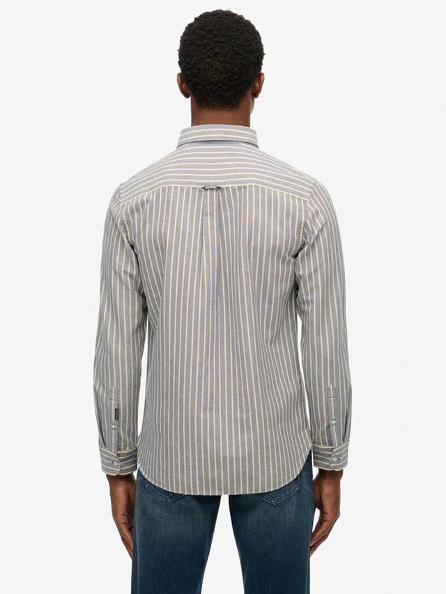 Оксфордская рубашка из органического хлопка Regular Fit в полоску Superdry, Navy/Yellow — фото 2