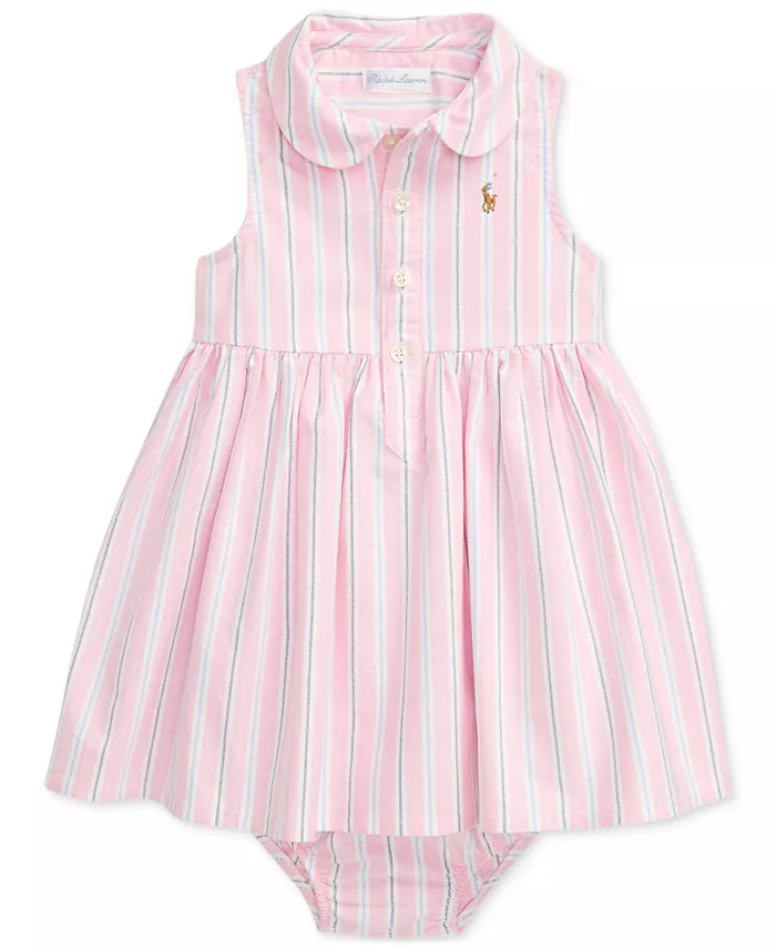 

Платье для девочек из хлопка Oxford Polo Ralph Lauren, розовый