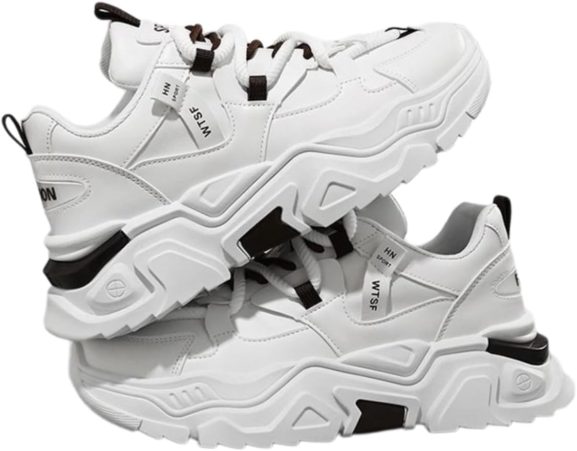 

Модные массивные мужские кроссовки из синтетической кожи с увеличением роста для повседневной уличной носки, с подъемом на 5 см и прочной универсальной подошвой Ctkvbmeoi, белый