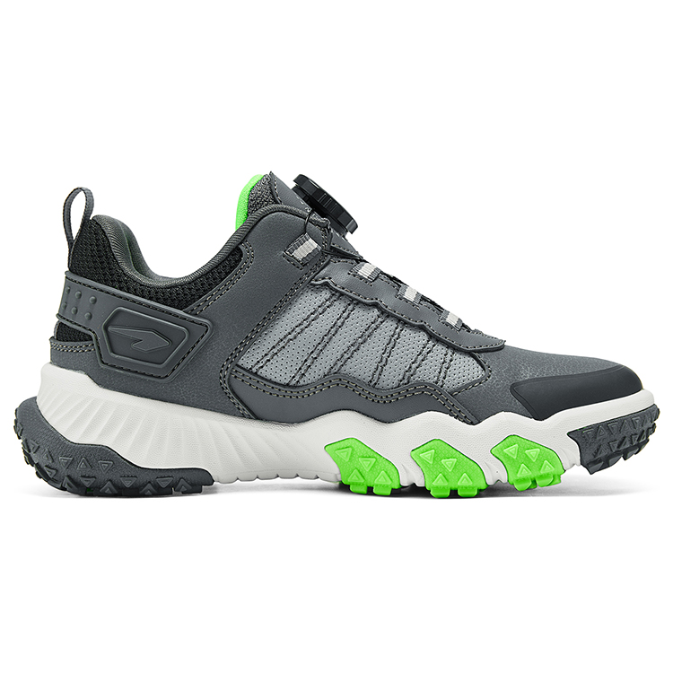Износостойкие низкие детские беговые кроссовки серые Skechers, угольно-серый/лимонный — фото 2