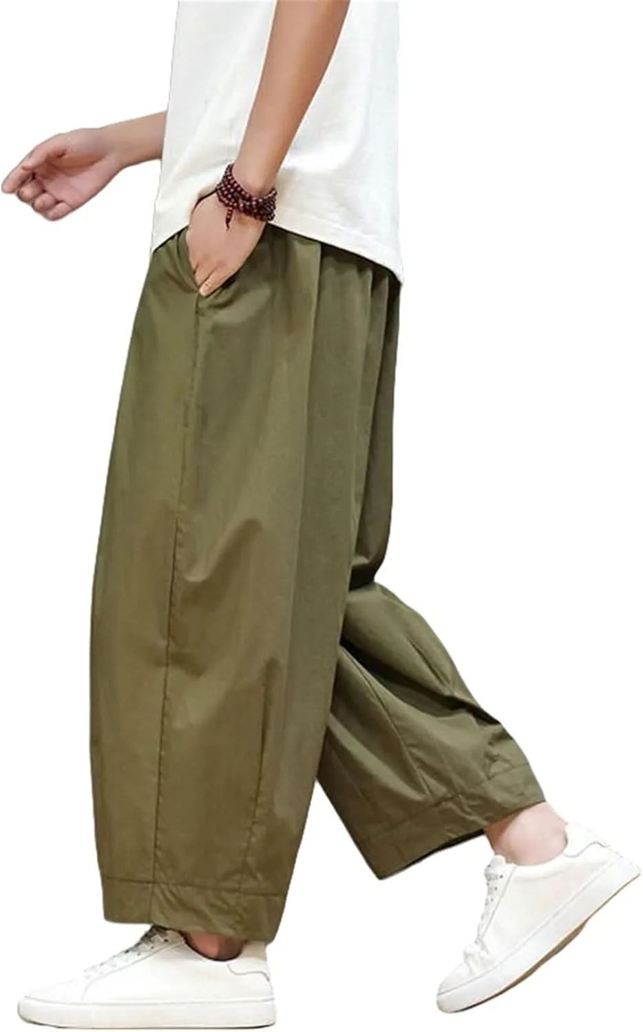 

Мужские летние китайские свободные штаны Ice-Silk с зауженными штанинами YEBAITOU