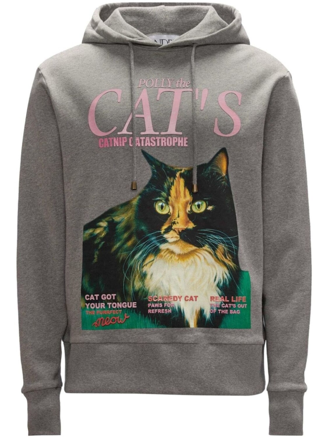 

JW Anderson худи из органического хлопка с принтом Cat, серый