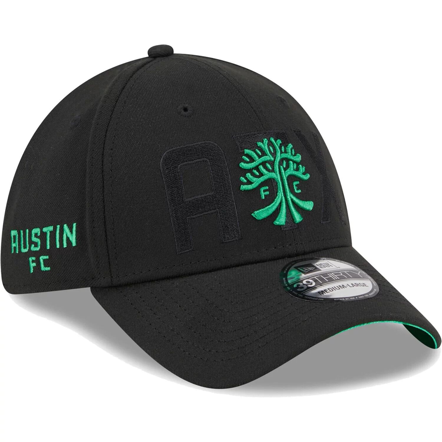 

Черная мужская кепка New Era Austin FC Kick Off 39THIRTY Flex Hat