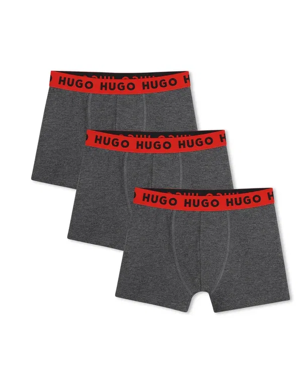 Трусы боксеры, набор 3 шт, Hugo Kids, grey marl medium, серый меланж