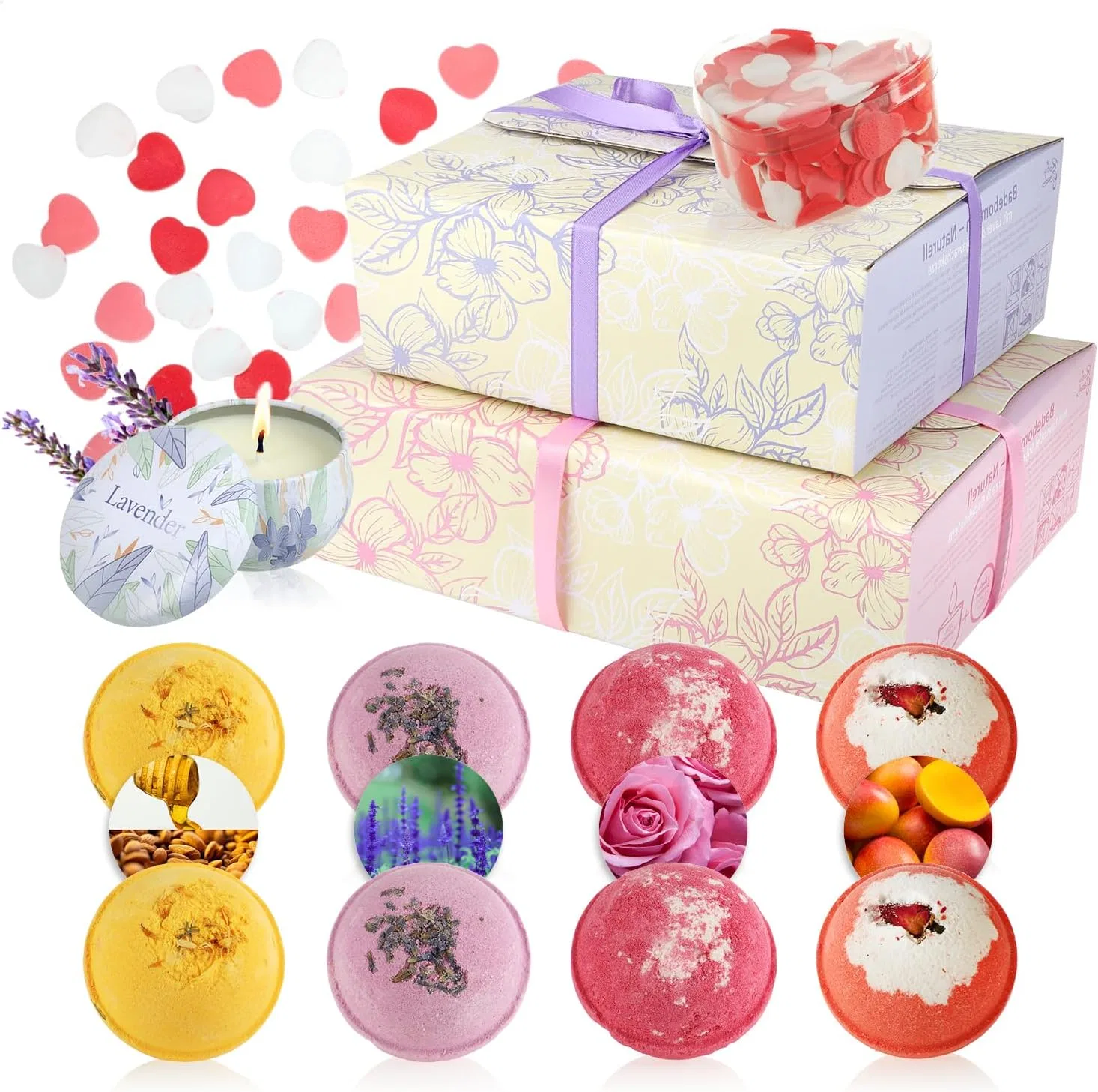 Подарочный набор для спа com-four Wellness Gift Set с бомбочками для ванны и свечами, 2 шт. Com-Four, Mix Set - Colourful