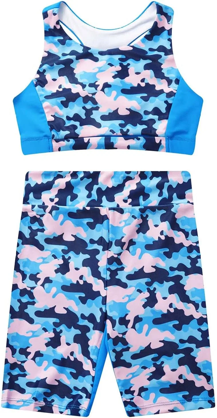 Детский спортивный комплект топ и шорты YONGHS, Camouflage Blue — фото 3