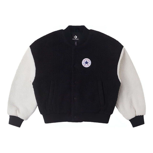 

Куртка sherpa varsity jacket 'black white' Converse, черный