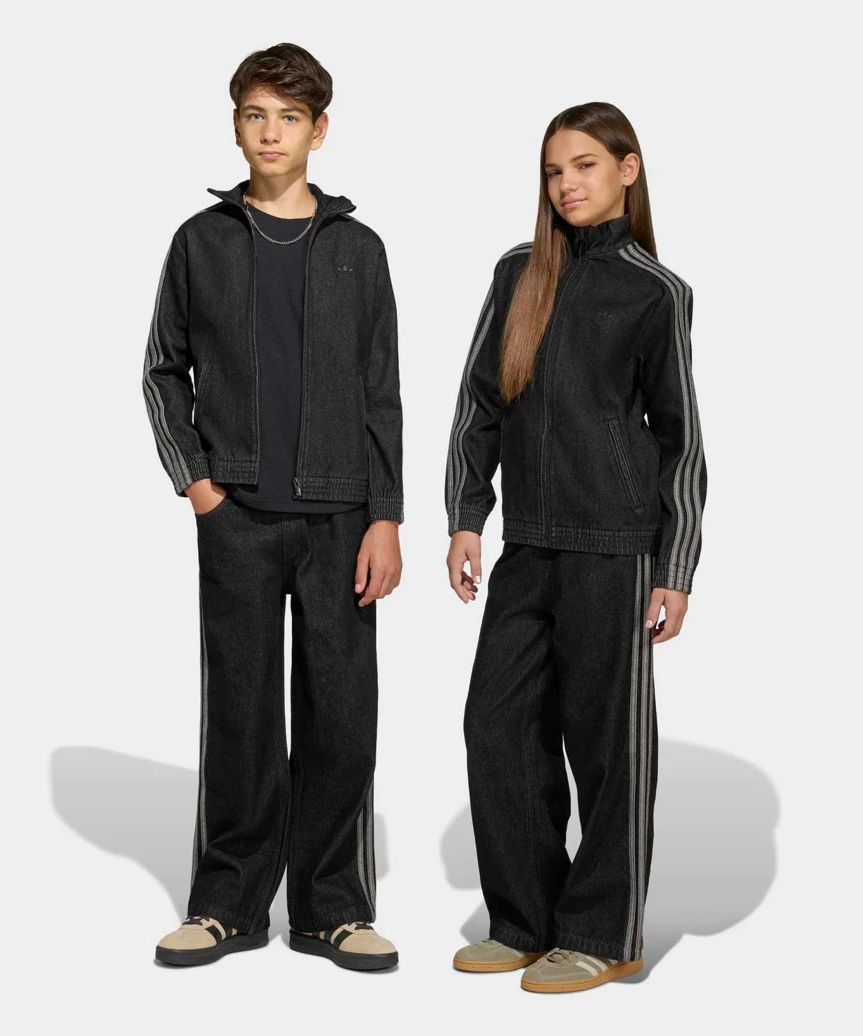 Детские джинсовые брюки свободного кроя adidas Originals Firebird, чёрные — фото 2