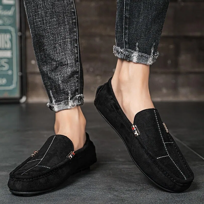 Мужские лоферы, замшевые, Classic Slip-ons, черный SayfuR — фото 3
