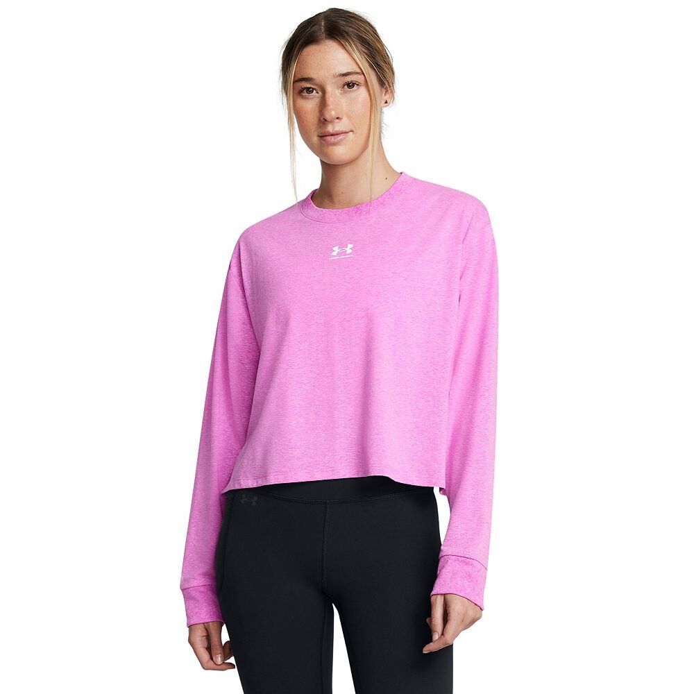 

Женская укороченная футболка с длинными рукавами Under Armour Rival, цвет Vivid Magenta