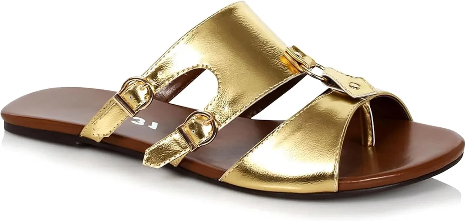 Мужские сандалии-гладиаторы Ellie Shoes Sparta Flat Gladiator на Хэллоуин, Gold — фото 3