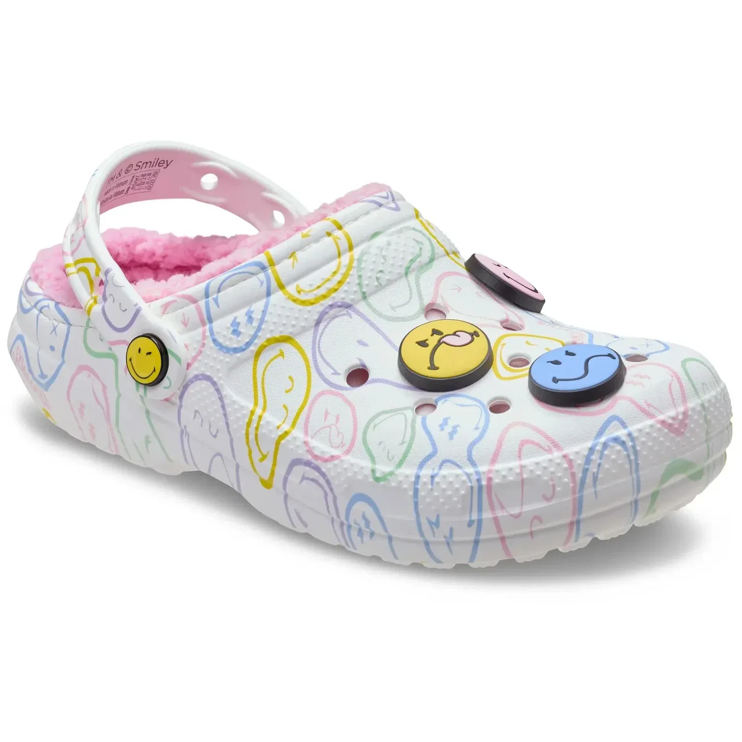 Crocs Smiley Classic Lined 211696-90H Clogs White Casual Shoes JAX1208 — фото 3