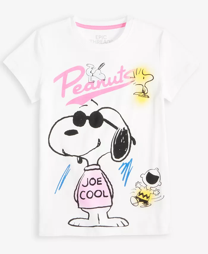 

Футболка с принтом Joe Cool из Peanuts для девочек Little & Big Epic Threads, белый