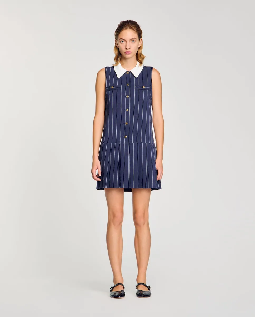 

Короткое полосатое платье Sandro, тёмно-синий