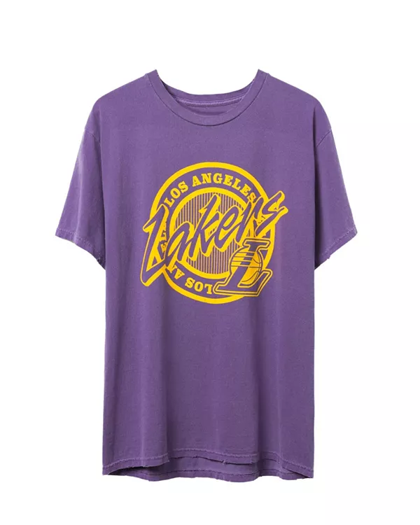 

Футболка унисекс с винтажным принтом NBA Los Angeles Lakers и эмблемой команды. Junk Food Clothing, фиолетовый