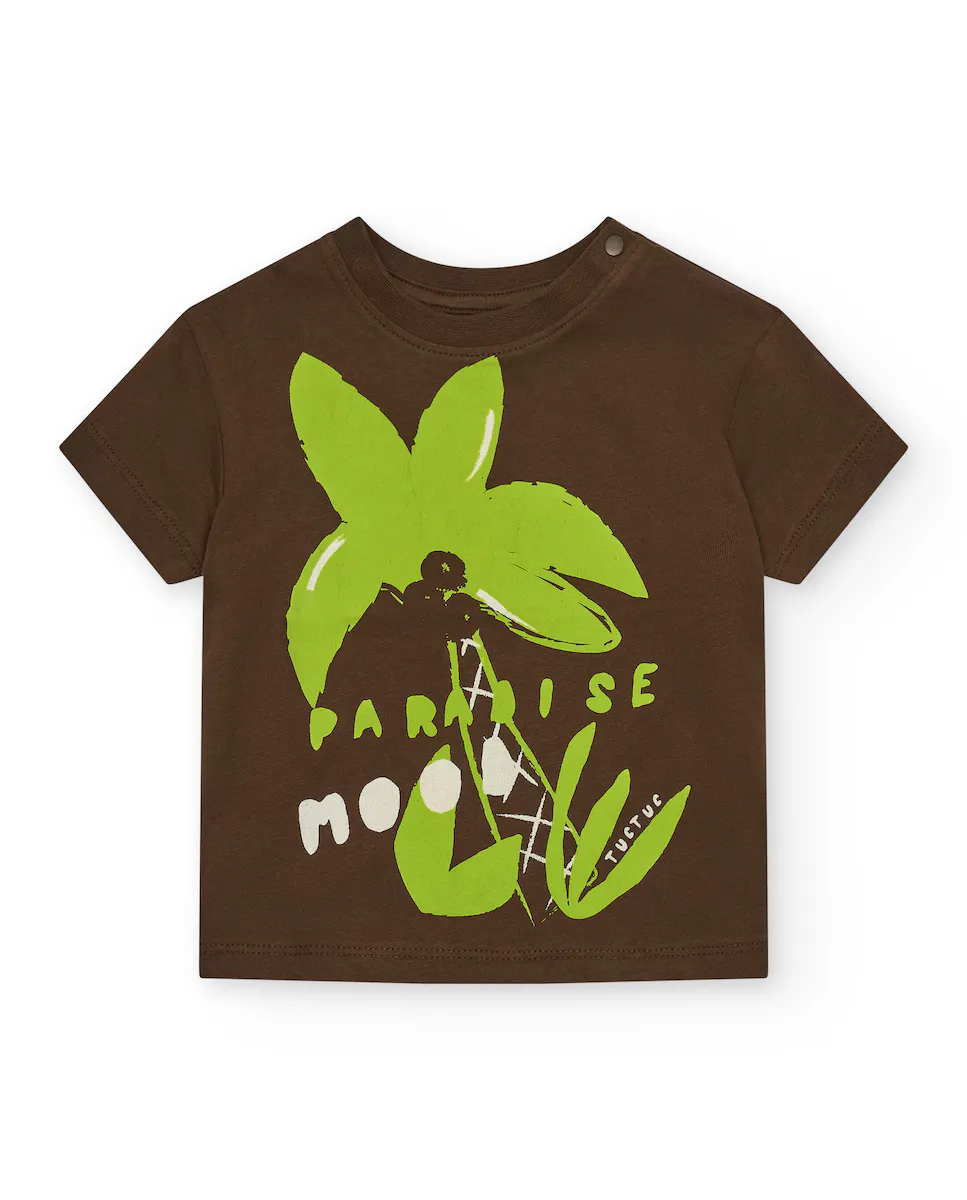 

Baby boy футболка с коротким рукавом и тропическим принтом Tuc tuc, коричневый