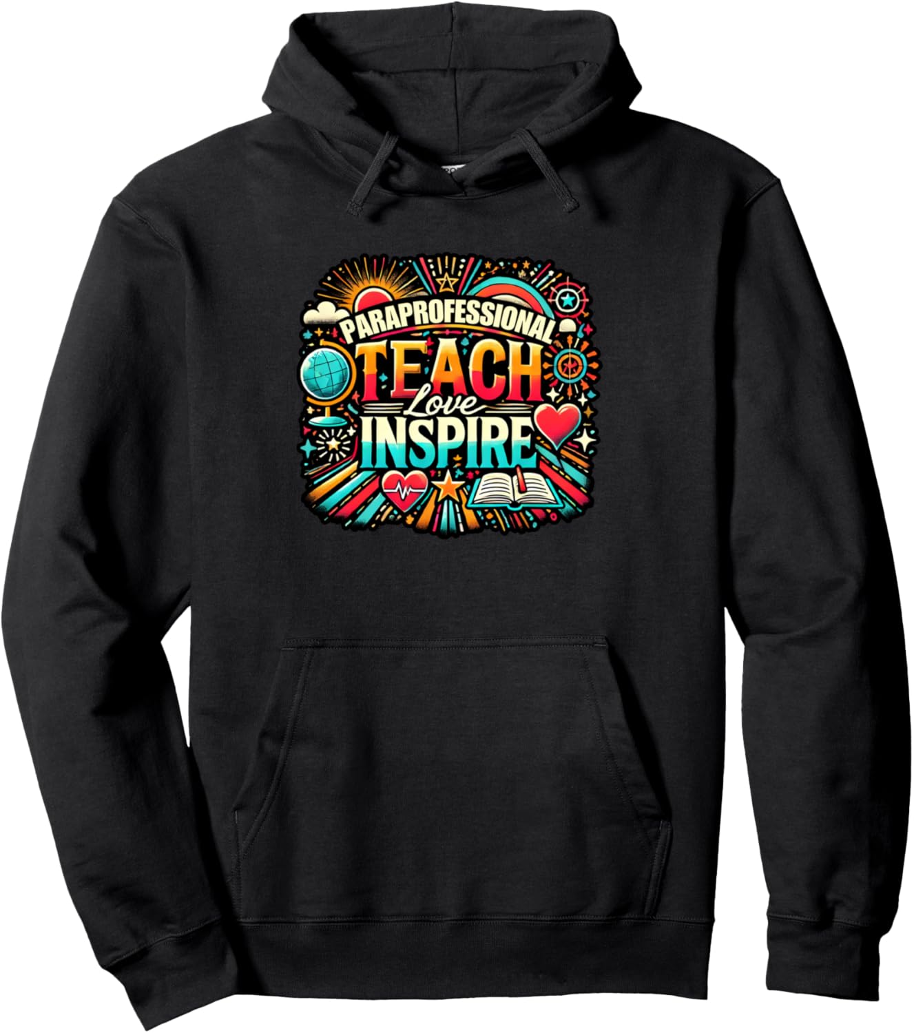 

Худи для помощника педагога «Учи, люби, вдохновляй» Special Education Gift Ideas For School Teachers, черный