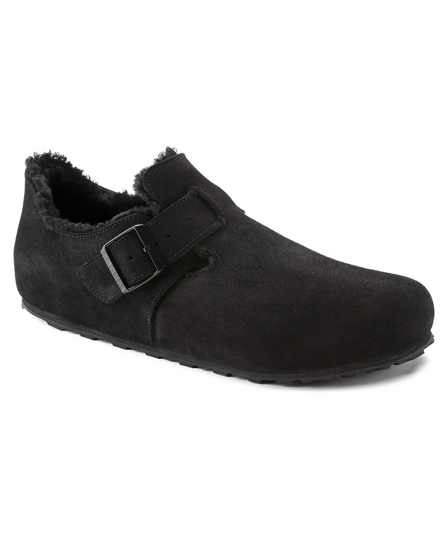 Унисекс Слипоны Birkenstock London Suede Shearling чёрные