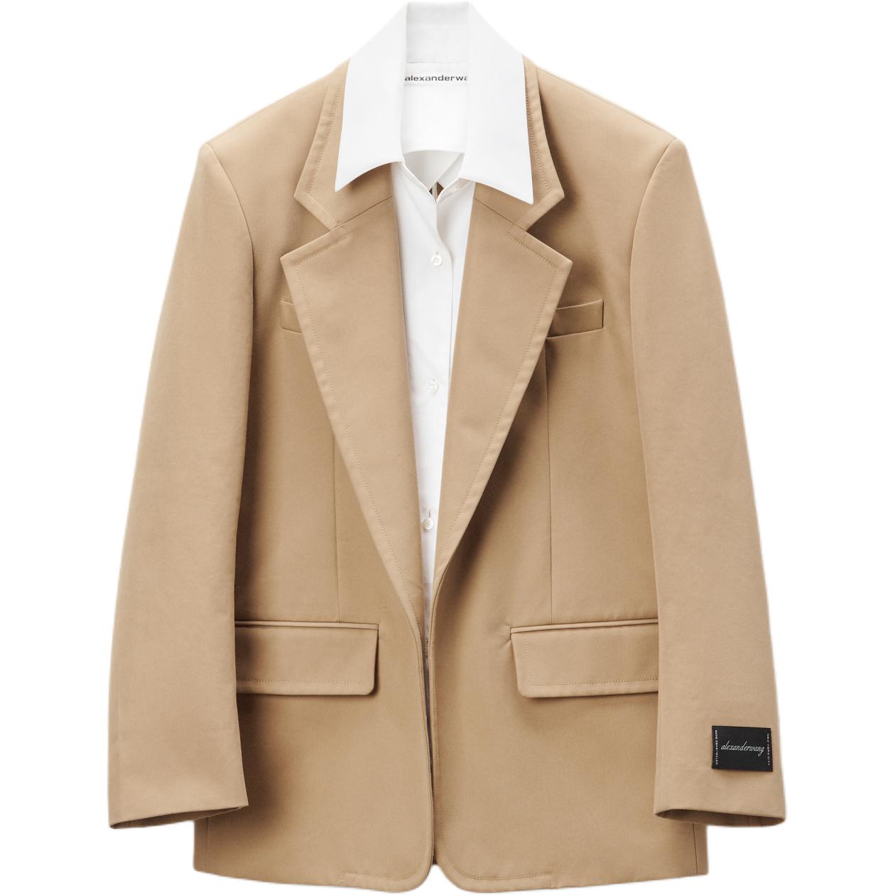 

Предварительно стилизованный блазер с нашивкой логотипа в несколько слоев и однобортной застежкой Alexander Wang, серый