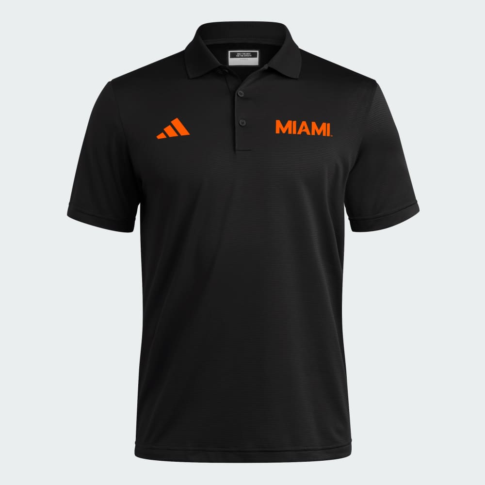 

Спортивная футболка Adidas Miami Hurricanes Coaches Ottoman Polo, цвет Black/Collegiate Orange