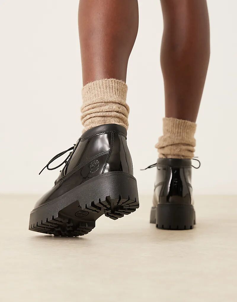 Ботинки средней длины Timberland Stone Street Nellie из черной лакированной кожи — фото 2