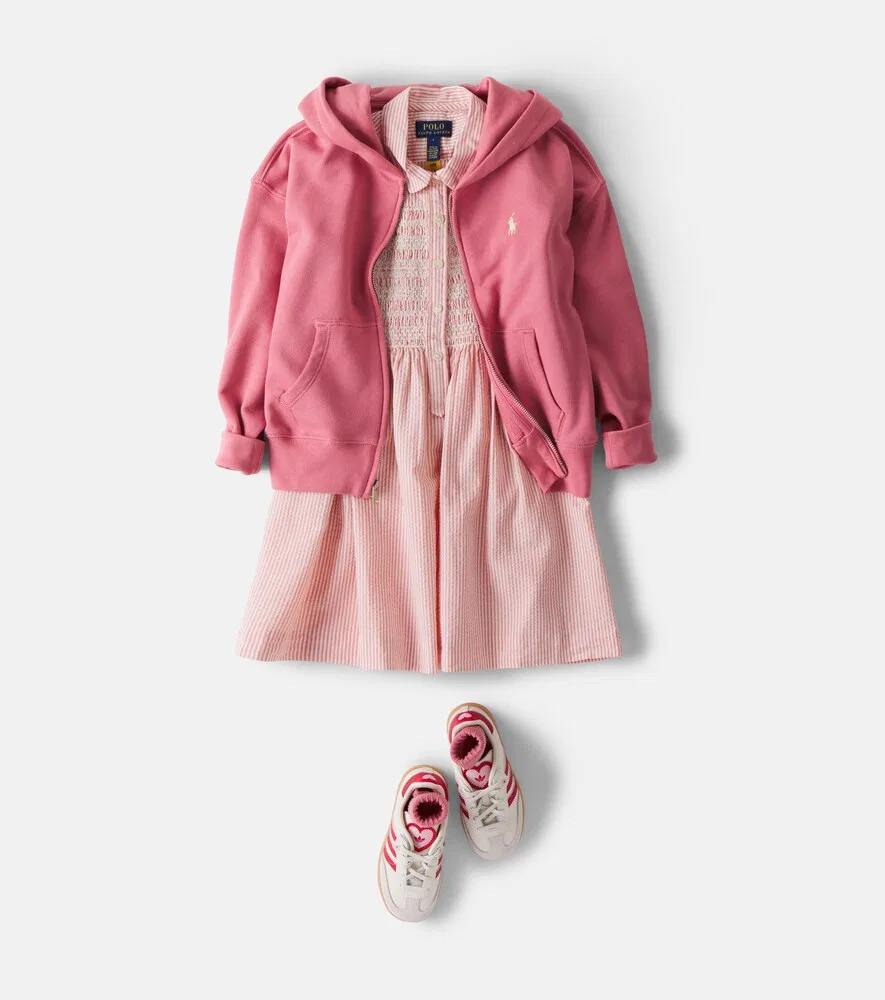 Платье из полосатой хлопчатобумажной ткани сирсакер Polo Ralph Lauren Kids, розовый — фото 2