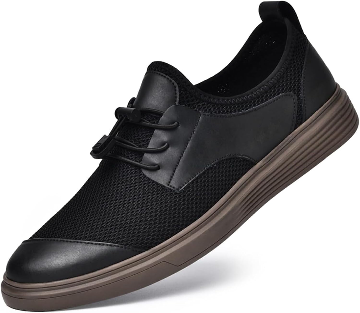 

Мужские кожаные лоферы с сеткой, дышащие, с противоскользящей резиновой подошвой, легкие модные повседневные кожаные туфли для прогулок на улице Generic, черный