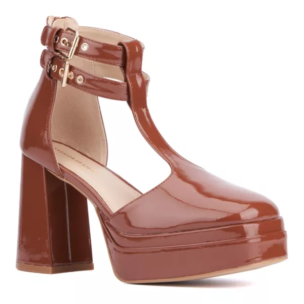 Женские туфли Мария на платформе и широком каблуке Fashion To Figure, цвет cognac patent