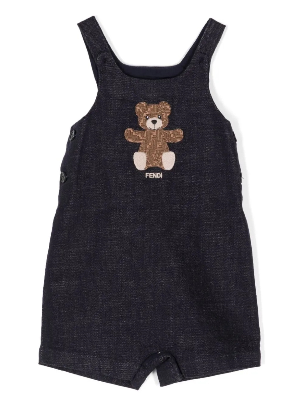 

Короткий комбинезон с вышивкой Fendi Kids, синий