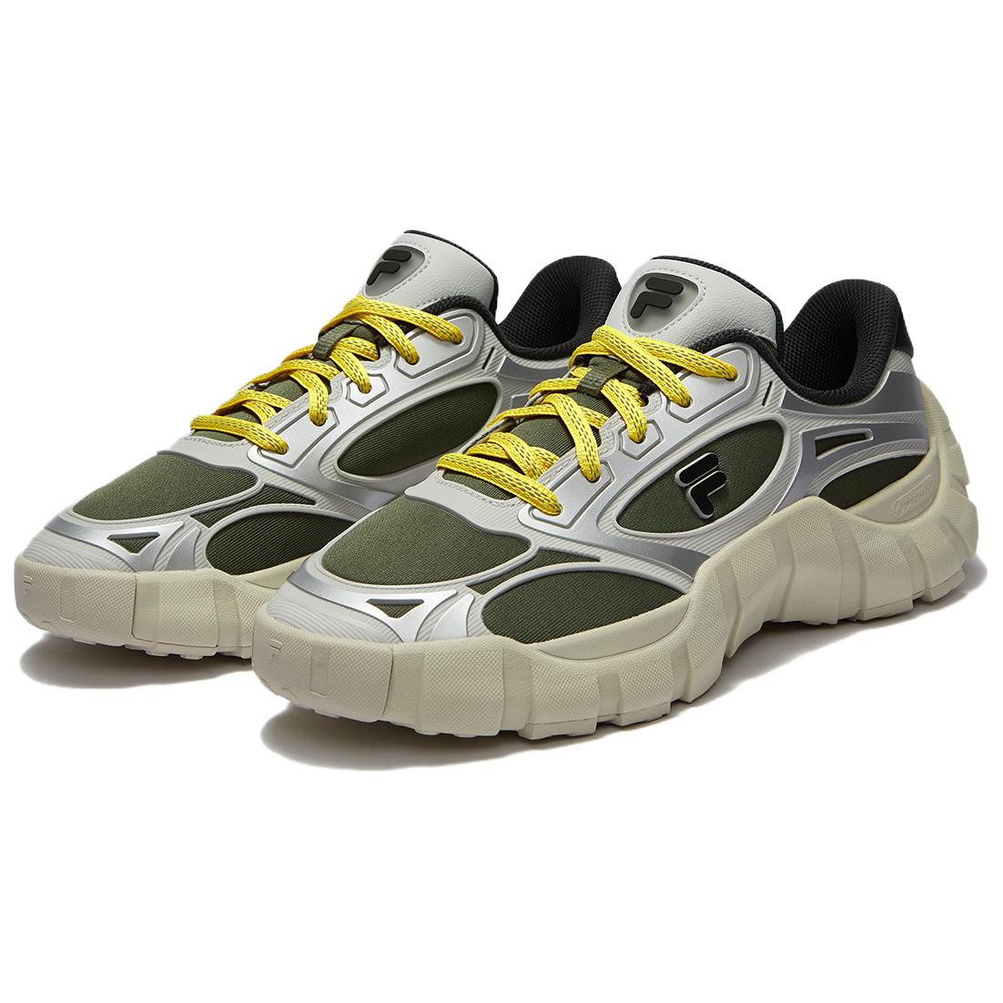 BONE DX Spine Shoes Прочные Дышащие Низкие Повседневные Кроссовки Мужские Зеленый Серый FILA FUSION, Четырехлистный Клевер Зеленый/Серебристый Серый — фото 2