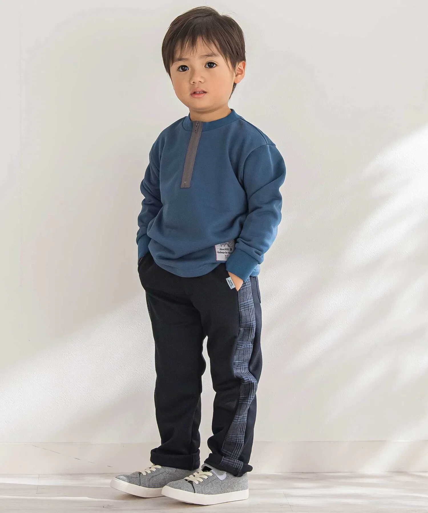 Детские брюки BeBe Petits Pois Vert с клетчатыми вставками, прямые, зелёные — фото 3