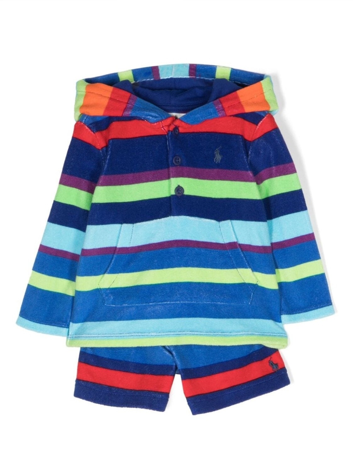 

Ralph Lauren комплект из худи и шортов в полоску с вышивкой Polo Pony, синий