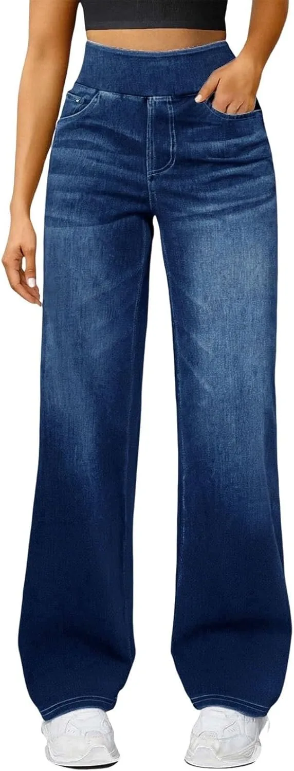 

Женские джинсы sweatpant с эластичным поясом и широкими штанинами