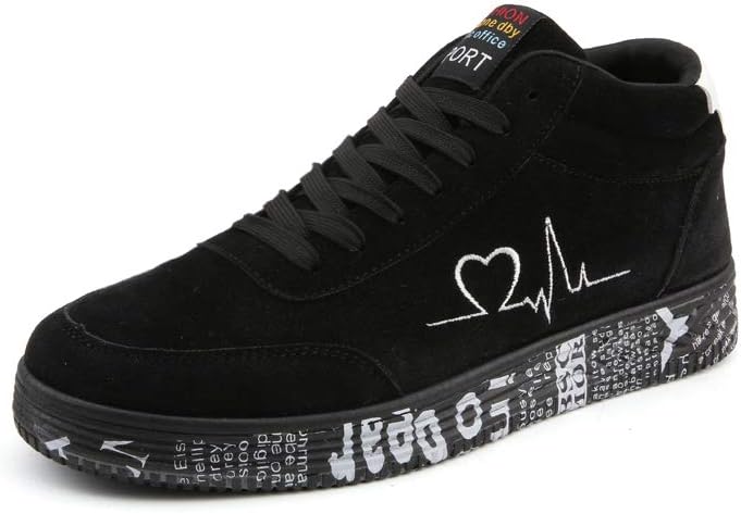 

Модные спортивные высокие кеды, дизайн с сердцебиением из замши, красный и черный цвета, повседневная спортивная обувь с принтованной подошвой Generic