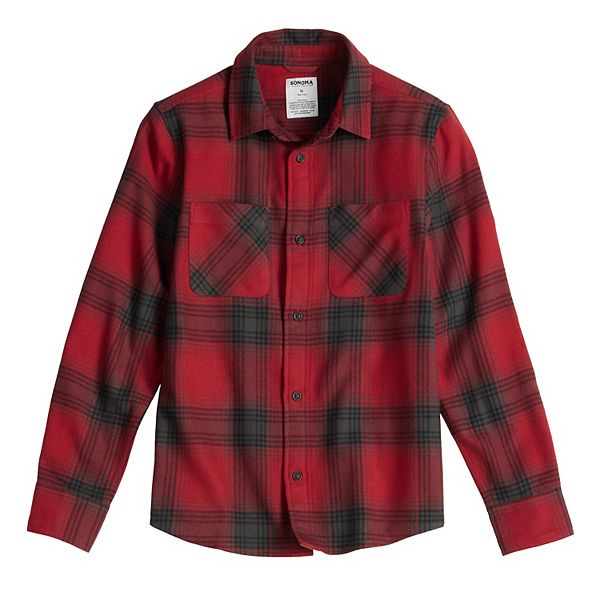 

Фланелевая рубашка с длинным рукавом для мальчиков 8-20 лет, regular & husky Sonoma Goods For Life, New Buff Check Red