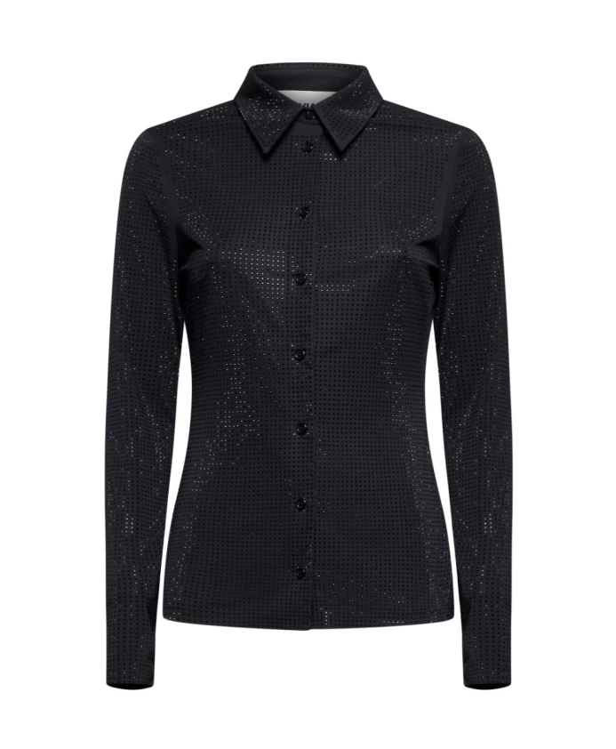 

Черная рубашка с глянцевой отделкой Silvian Heach, черный