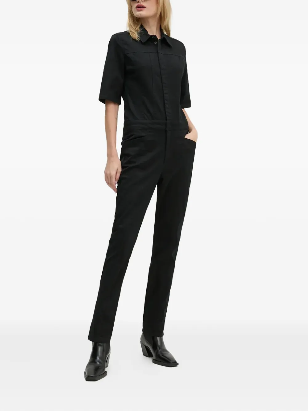 

Комбинезон с короткими рукавами и отложным воротником G-Star Raw, черный