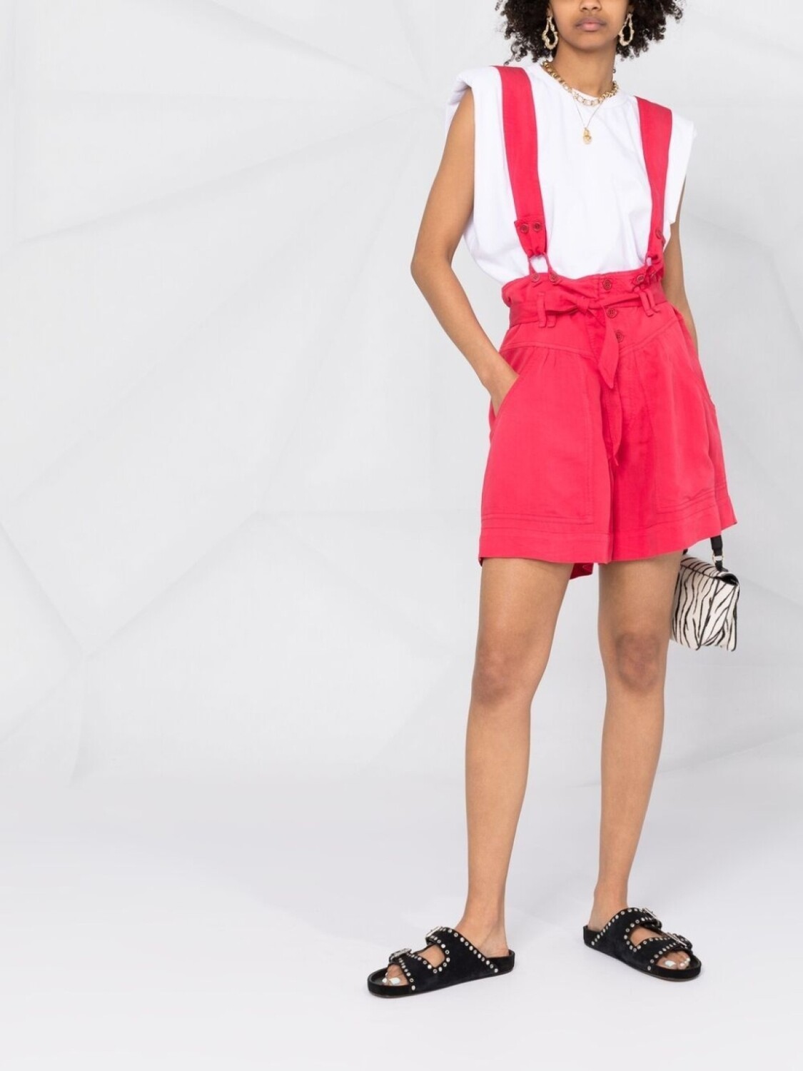 

ISABEL MARANT шорты с завышенной талией и съемными подтяжками, красный