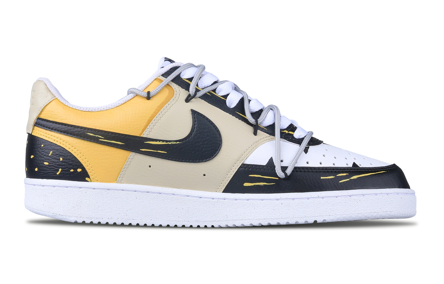 Nike Court Vision 1 Pale Yellow Skeleton Противоскользящие амортизирующие низкие кроссовки для скейтбординга мужские черно-желтые — фото 2