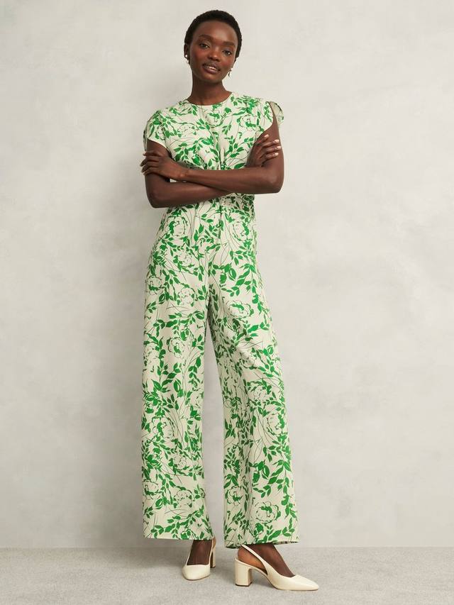 

Широкий комбинезон petite cressida в цветочек Hobbs, цвет Cream Green
