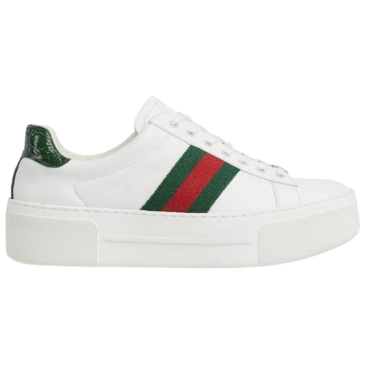 GUCCI Женские низкие кроссовки для скейтбординга 4,5 см бело-зеленые