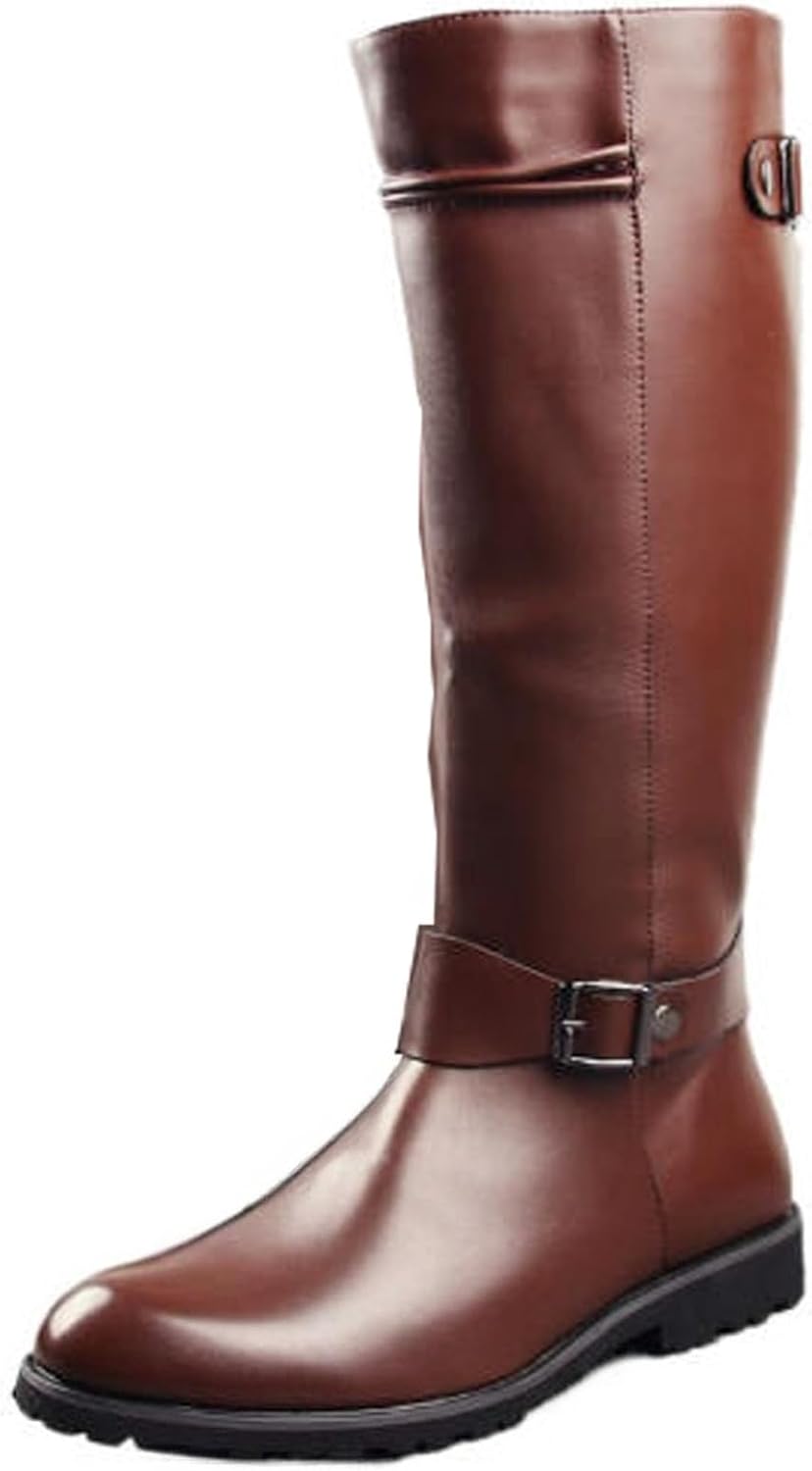 

Мужские ретро кожаные ботинки на шнуровке в стиле милитари, модные, с низким каблуком, круглым носком, мягкие, стимпанк, Y2K, высокие до колена, мотоциклетные, для повседневной носки, офиса и деловых образов Houdbdol, коричневый