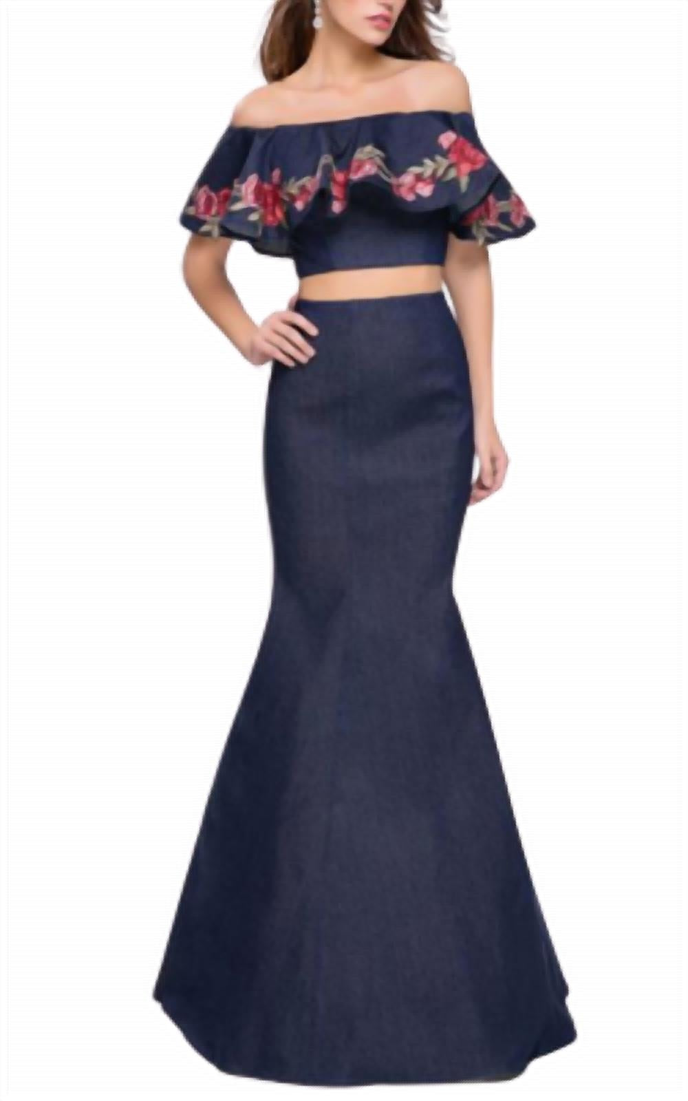 

Платье из 2 предметов из денима темного цвета La Femme, цвет dark wash