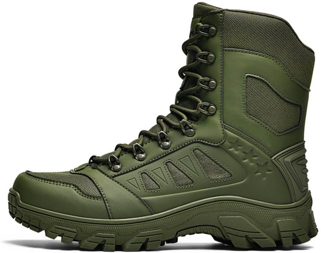 

Мужские легкие тактические боевые ботинки Adornosbt с боковой молнией и противоскользящей подошвой, зеленый