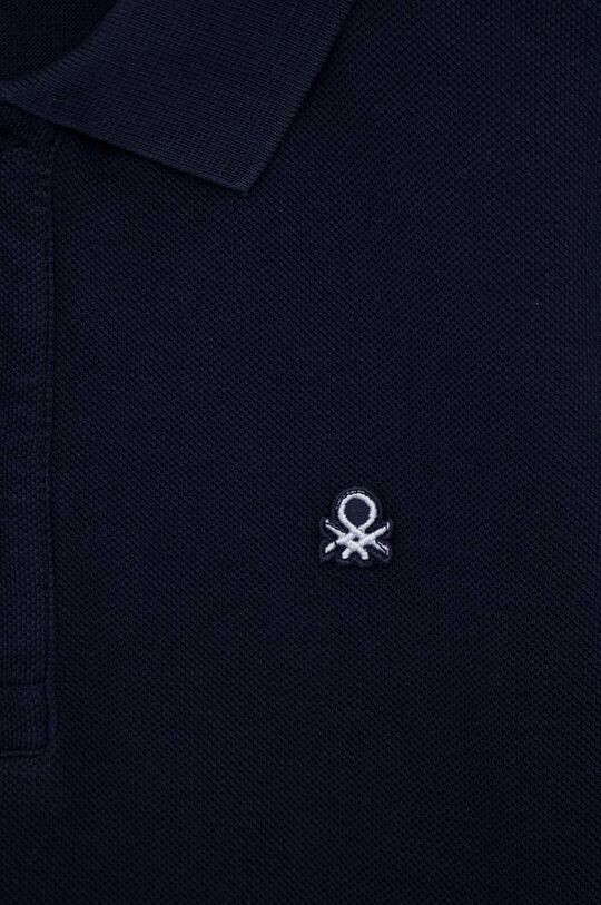 Детская хлопковая рубашка-поло United Colors of Benetton, темно-синий — фото 3