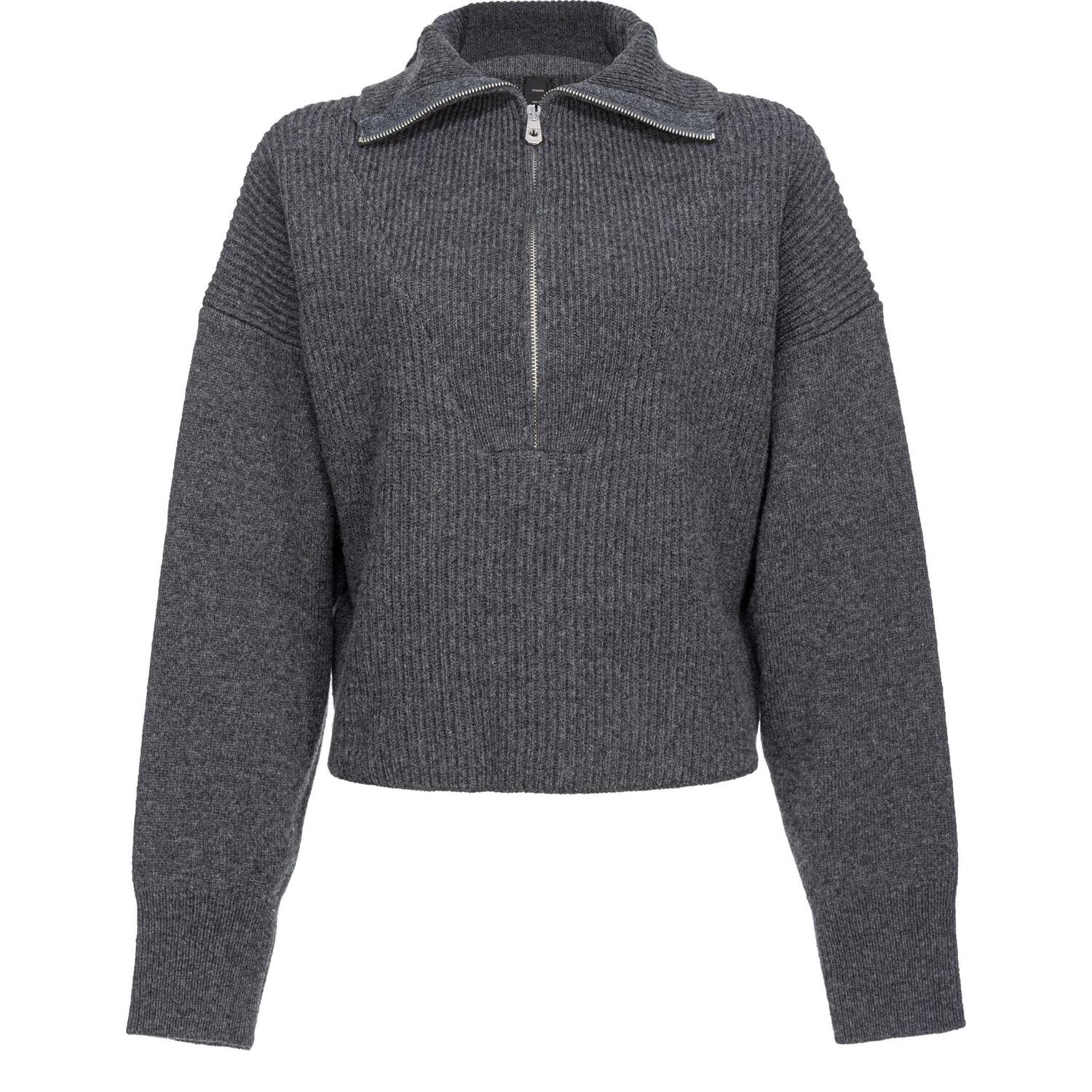 

Полузастегивающийся вязаный джемпер PINKO, темно-серый