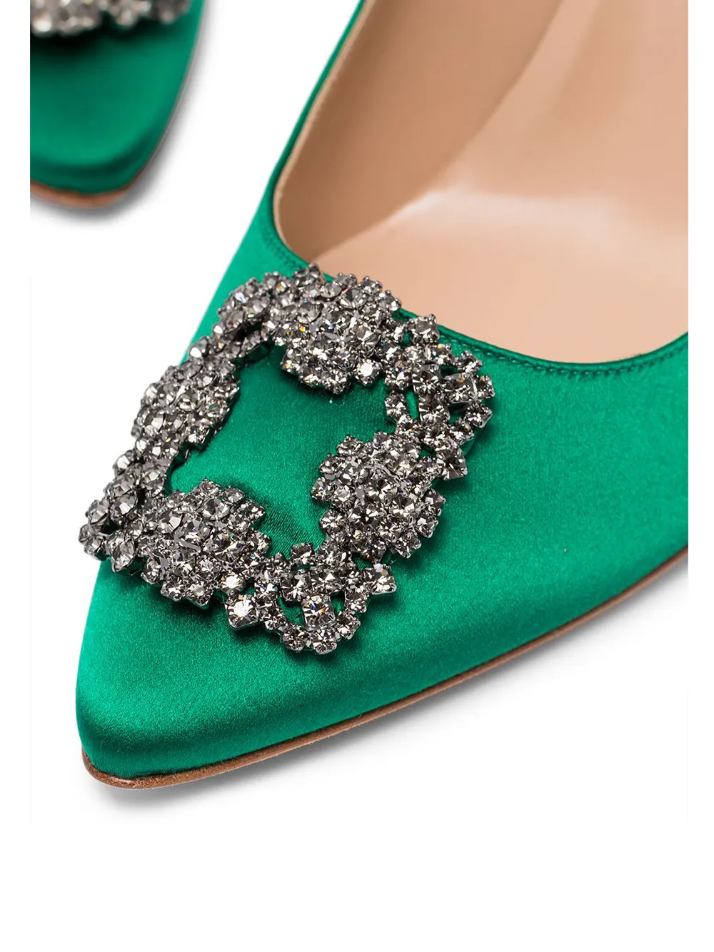 Атласные туфли Hangisi 90 Manolo Blahnik, зеленый — фото 4