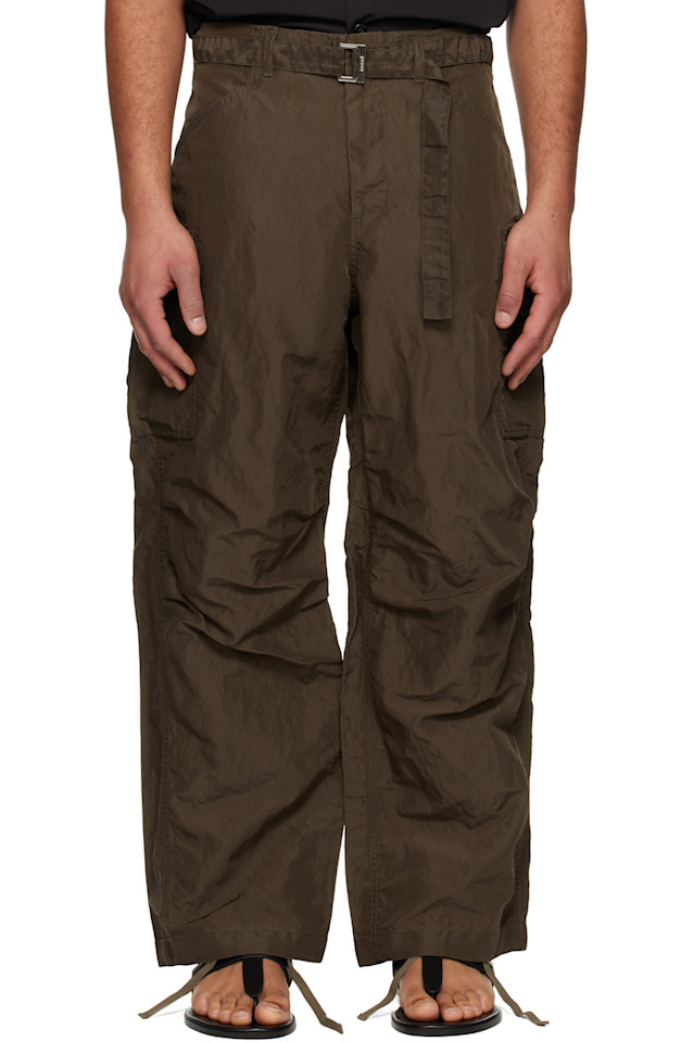 

Sacai Брюки-Карго из нейлоновой саржи цвета хаки с обработкой