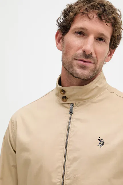 Куртка Harrington хлопковая U.S. Polo Assn., бежевый — фото 4